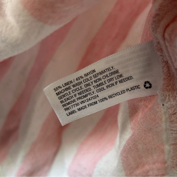 A New Day Women’s Pop Over Shirt Linen Blend XXL Pink Striped Dolman Sleeves - Picture 4 of 7